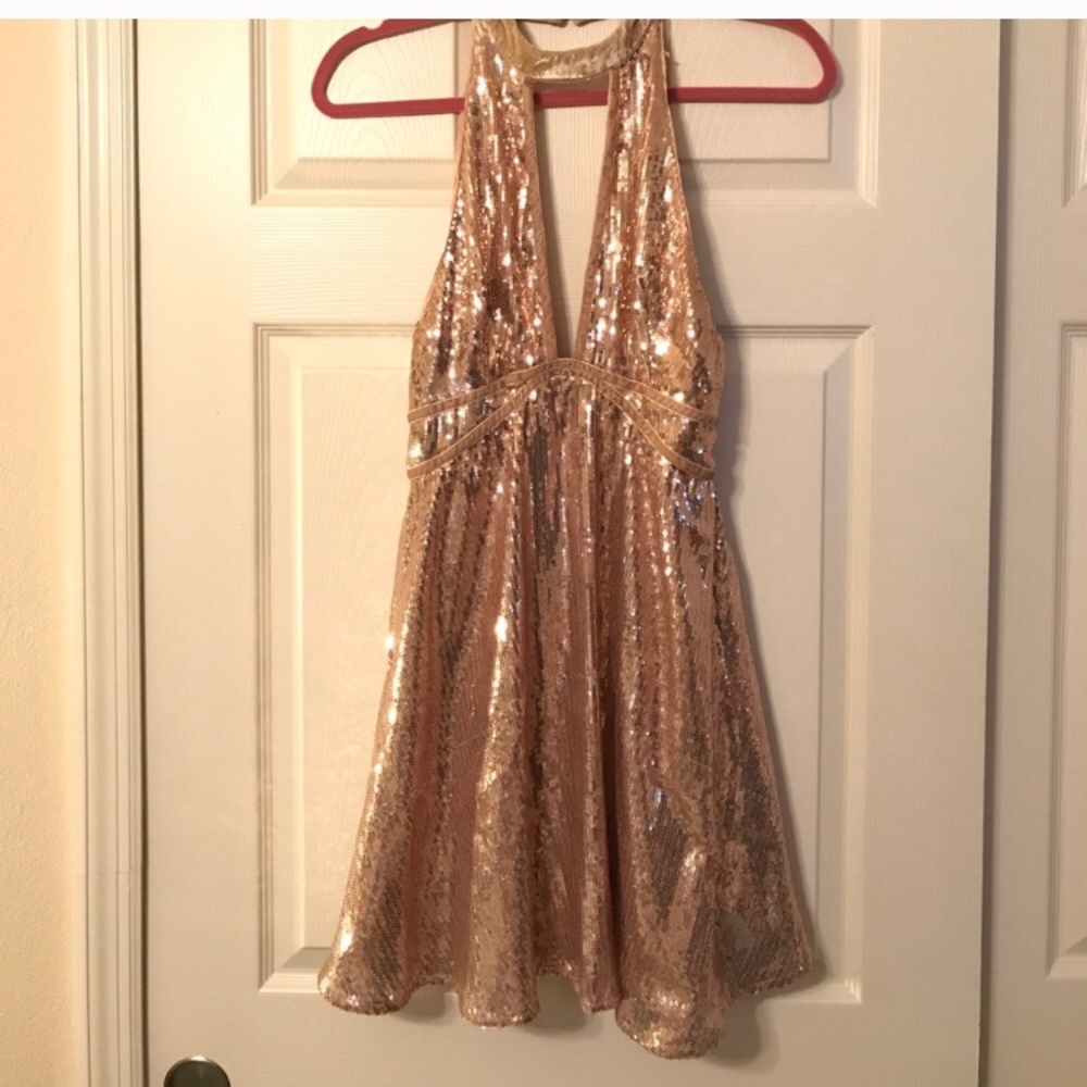 FREE PEOPLE rose gold sequin dress